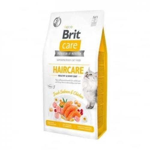BRIT Care Haircare Healthy & Shiny Coat - Somon si Pui - hrana uscata fara cereale pisici - piele si blana - 400g - Ingrijire pisici -