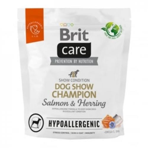 BRIT Care Hypoallergenic Dog Show Champion - XS-XL - Somon si Hering - hrana uscata monoproteica caini - sistem imunitar & alergii - 1kg - Produse pentru caini -