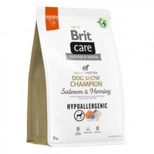BRIT Care Hypoallergenic Dog Show Champion - XS-XL - Somon si Hering - hrana uscata monoproteica caini - sistem imunitar & alergii - 3kg - Produse pentru caini -