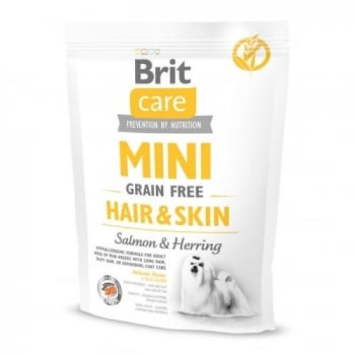 BRIT Care Mini Hair & Skin Adult - XS-S - Somon - hrana uscata fara cereale caini - piele si blana - 400g - Produse pentru caini -