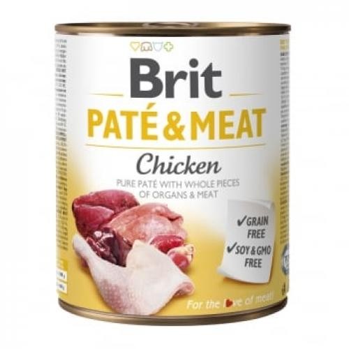 BRIT Pate & Meat - Pui - conserva hrana umeda fara cereale caini - (pate cu bucati de carne) - 800g - Produse pentru caini -