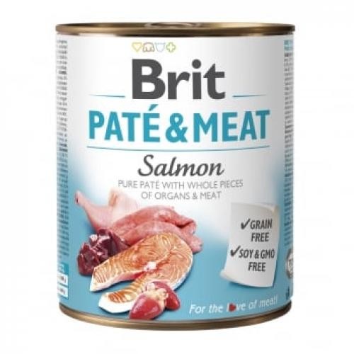 BRIT Pate & Meat - Somon - conserva hrana umeda fara cereale caini - (pate cu bucati de carne) - 800g - Produse pentru caini -