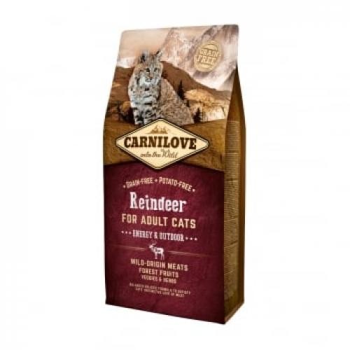 CARNILOVE Energy & Outdoor - Ren - hrana uscata fara cereale pisici de exterior si activitate intensa - 400g - Ingrijire pisici -