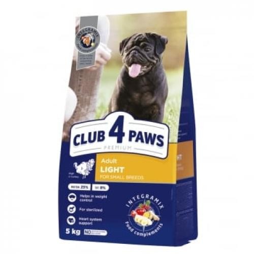 CLUB 4 PAWS Adult Light - XS-S - Curcan - hrana uscata caini - obezitate - 5kg - Produse pentru caini -