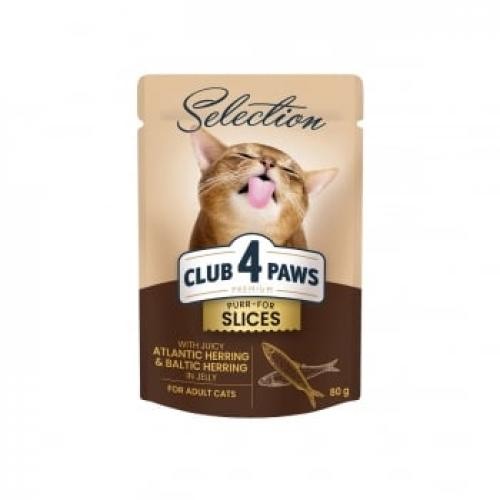 CLUB 4 PAWS Premium Plus Selection - Hering - plic hrana umeda pisici - (in aspic) - 80g - Ingrijire pisici -