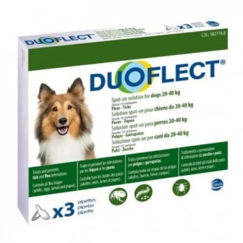 DUOFLECT - spot-on - solutie antiparazitara - caini 20-40kg - 3 pipete - Produse pentru caini - Antiparazitare