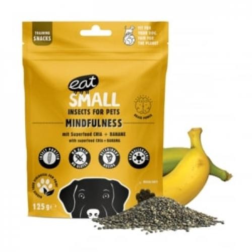 EAT SMALL Mindfulness - XS-XL - Insecte - punguta - resigilabil recompense functionale fara cereale caini - sistem nervos & calmante - 125g - Produse pentru caini -