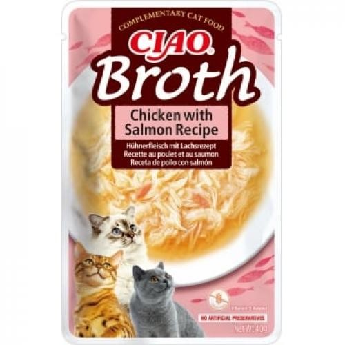 INABA Ciao Broth - Somon - plic hrana umeda fara cereale pisici - (in supa) - 40g - Ingrijire pisici -