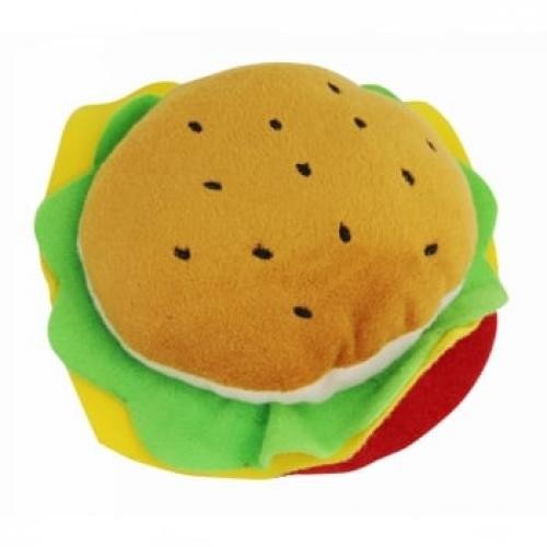PAWISE Hamburger - jucarie de plus caini - XS-M - plus - cu sunet - multicolor - 12 cm - Produse pentru caini - Jucarii pentru caini
