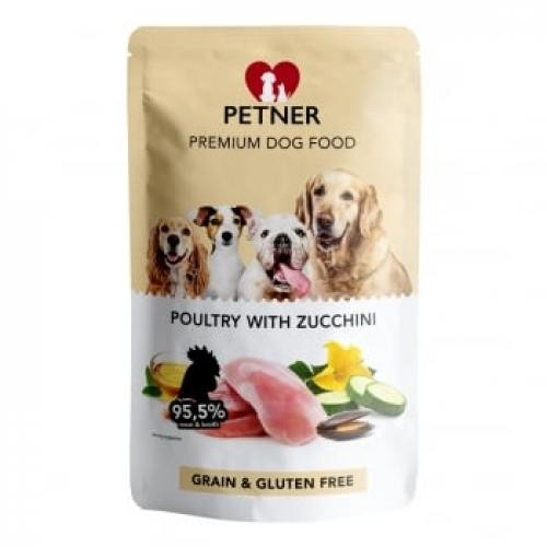 PETNER Adult - Pasare si Zucchini - plic hrana umeda caini - (in aspic) - 500g - Produse pentru caini -