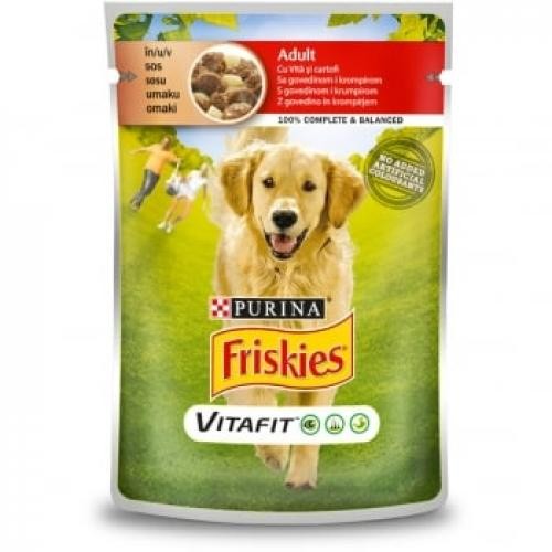 PURINA Friskies Adult - Vita cu Cartofi - plic hrana umeda caini - (in sos) - 100g - Produse pentru caini -