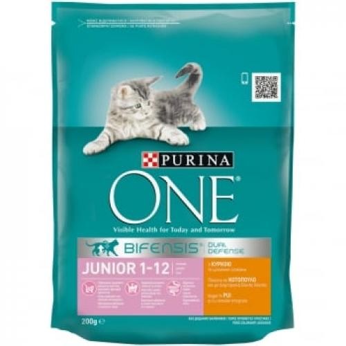PURINA One Junior - Pui cu Cereale Integrale - hrana uscata pisici junior - 200g - Ingrijire pisici -
