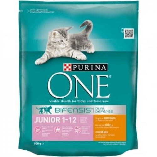 PURINA One Junior - Pui cu Cereale Integrale - hrana uscata pisici junior - 800g - Ingrijire pisici -
