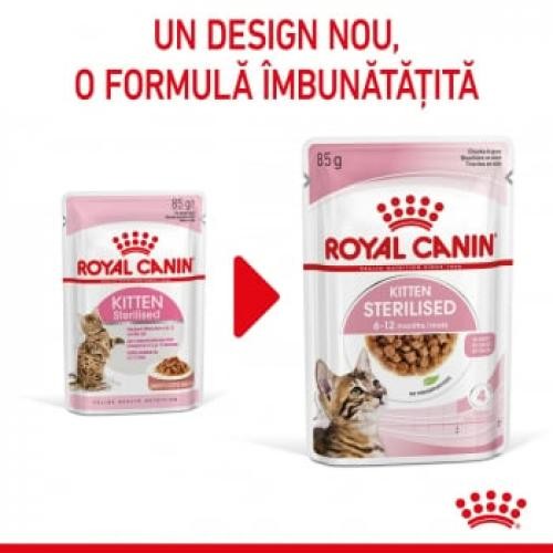 ROYAL CANIN Kitten Sterilised - plic hrana umeda pisici sterilizate junior - (in sos) - 85g - Ingrijire pisici -