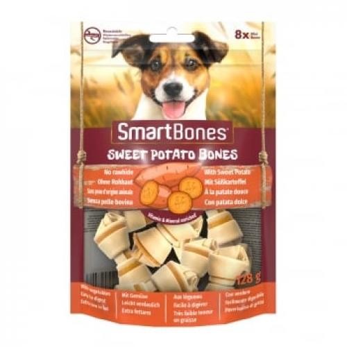 SMARTBONES Flavours Sweet Potato Bones Mini - recompense caini - Oase aromate Cartof Dulce - 8buc - Produse pentru caini -