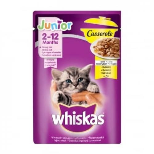 WHISKAS Casserole Junior - Pui - plic hrana umeda pisici junior - (in aspic) - 85g - Ingrijire pisici -